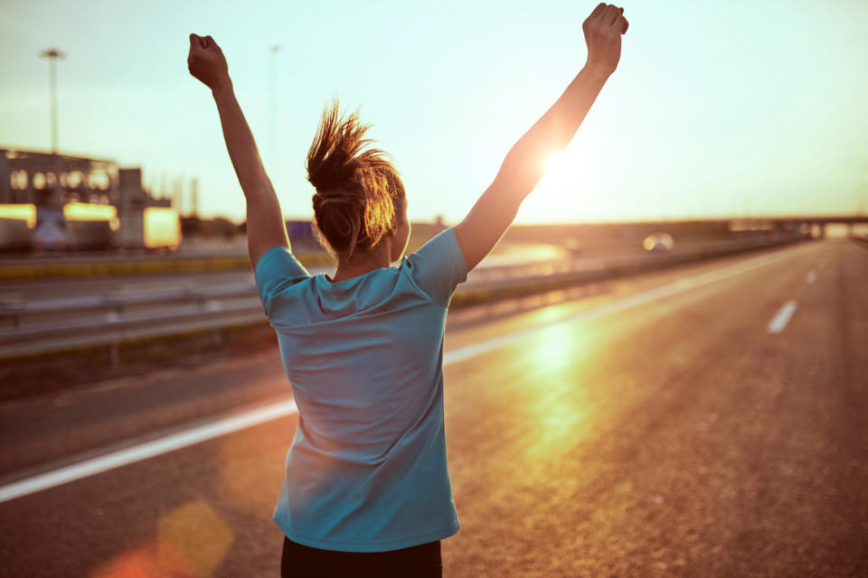 Woman feels happy after exercise.  (Getty Images)